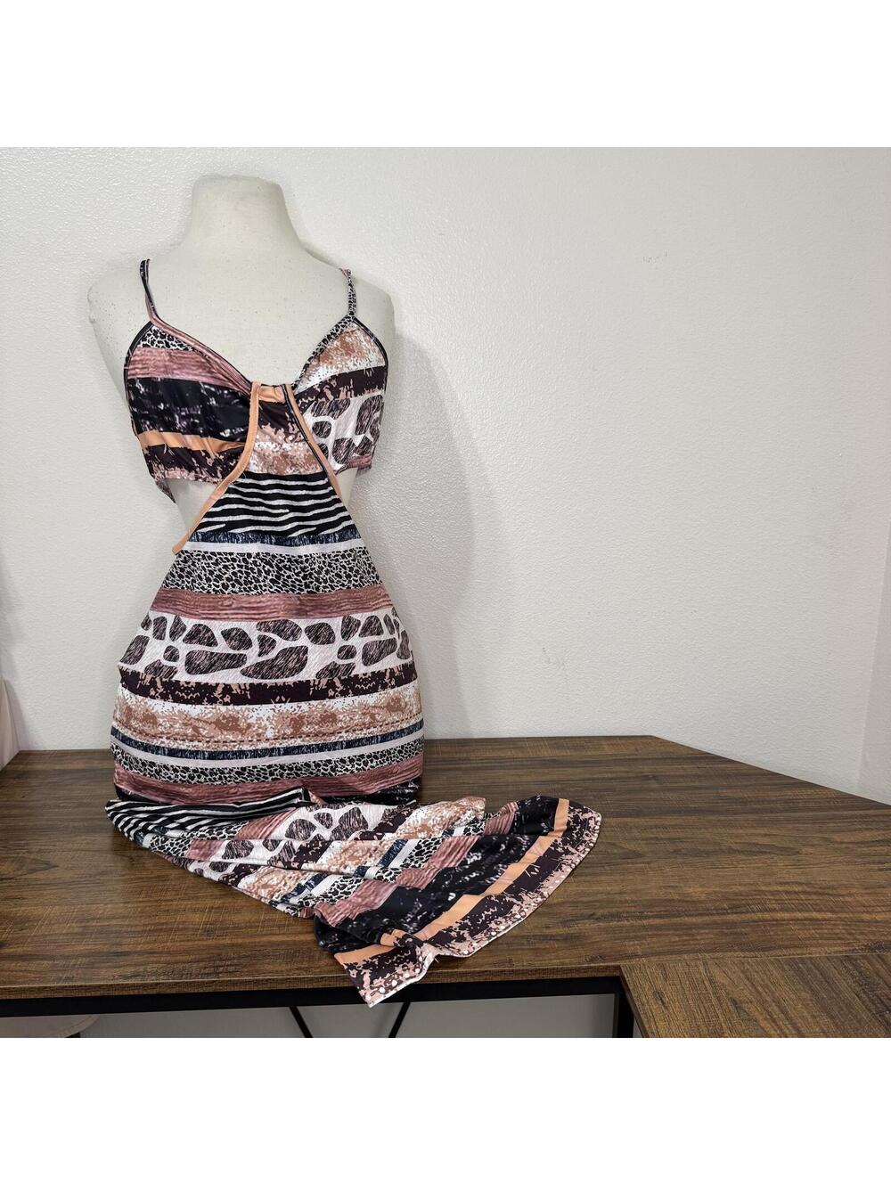 CBR Multi Animal Print Cami Midi Dress Size L